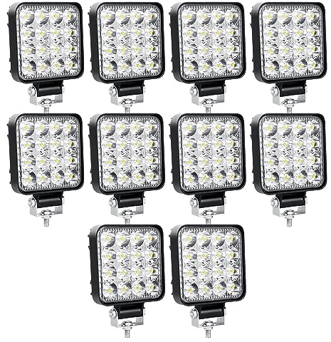 Willpower 10pcs Faro da Lavoro 8cm 3.3 Pollici 48W Fari Led 12V 24V Mini Sottile Impermeabile Spot Faretti LED Fendinebbia LED Luci di Lavoro Fuoristrada per Trattore Camion Auto Barca 4x4 ATV UTV