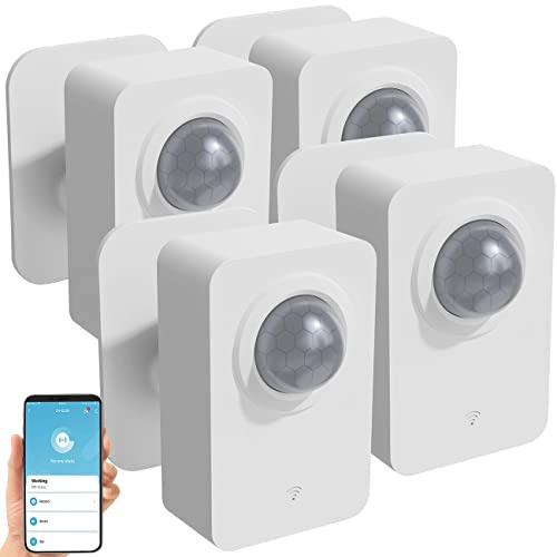 Luminea Home Control Bewegungsmelder Aufputz: 4er-Set ZigBee-PIR-Bewegungsmelder, 8 m Reichweite, App (Bewegungsmelder mit Handy-App, ZigBee-Motion-Sensor, Überwachungssysteme)