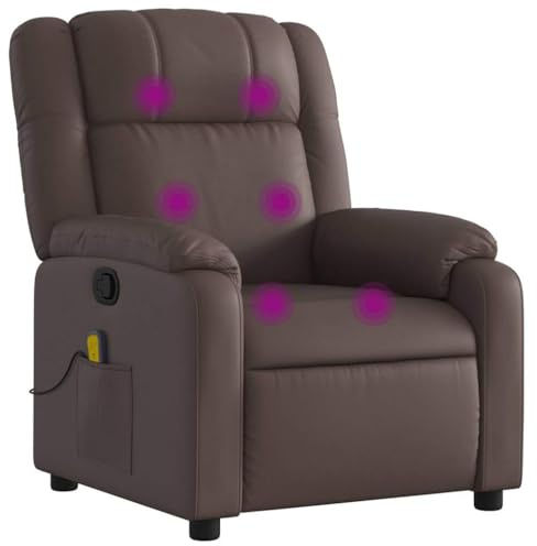vidaXL Massagesessel, Sessel Verstellbare Rückenlehne Fußteil, Fernsehsessel Relaxsessel mit Liegefunktion, Liegesessel Polstersessel Ruhesessel, Braun Kunstleder