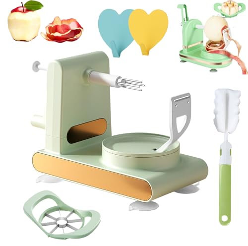 Multi-Fruit Peeler 2.0, Home Essentials Multi-Fruit Peeler 2.0, 3 in 1 Rotary Round Vegetable Fruit Peeler Tool, Multi Fruit Peeler with Fruit Divider Set, Apple Peeler and Corer (Light Green)
