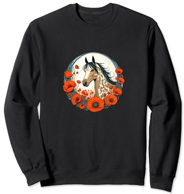 Niedlicher Appaloosa Pferd Kunst Mohnblume Blumenkranz Sweatshirt