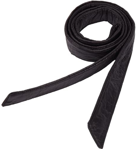 GORGECRAFT 1.82M Piumino Cintura in Nastro Nero Lucido Cintura in Piumino Cinture in Stoffa di Cotone Lungo Piumino Fusciacca Fascia in Vita Tuniche Cintura Decorazione Nodo di Cravatta Cintura