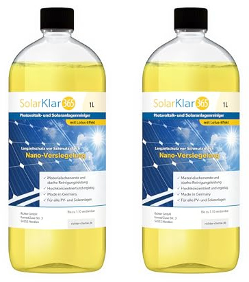SolarKlar365 Photovoltaik- und Solaranlagen-Reiniger mit Lotuseffekt-Schutz | PV Anlage reinigen, lang anhaltender Schutz, starke materialschonende Reinigung, für PV-Module und Balkonkraftwerke
