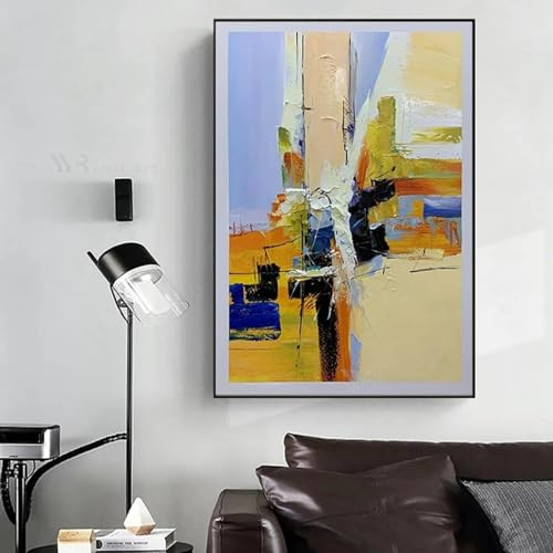 ADOHOME Cuadro de pared abstracto vertical grande con textura gruesa al óleo para sala de estar, dormitorio, 80 x 120 cm, sin marco