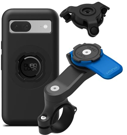 Quad Lock Motorcycle Handlebar Phone Mount Kit with Vibration Dampener and Pixel 8a MAG Case