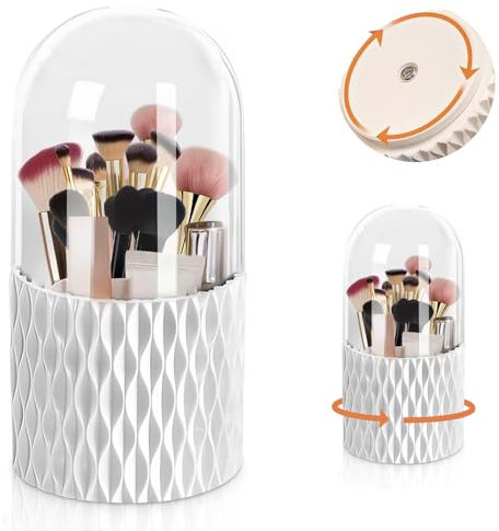 Kosmetik Make Up Organizer, 360°Drehbarer KosmetikOrganizer, Kosmetik Organizers für Zimmer Decor Schminktisch, Schlafzimmer, Bad(weiß)