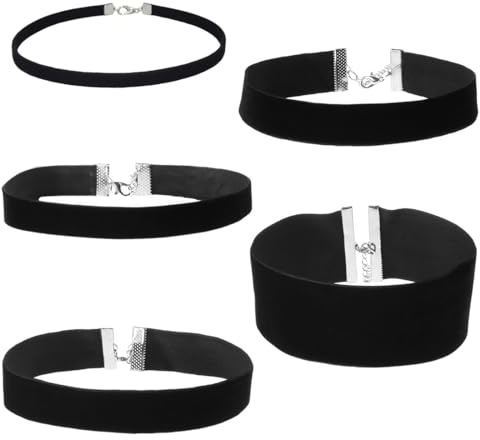 QIBZI Kropfbänder in Bijouterie Halsband Halskette Samt Halsband Halskette Schwarzer Samt Halsband, Damen Mädchen, 5 Stück