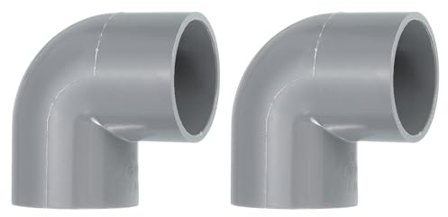 sourcing map 40 mm 90-Grad-Winkel, 2 Stück, PVC-Rohrverschraubungen, 2-Wege-rechtwinkliger Winkelstück, Seitenauslassadapter, Kupplung, PVC-Fittingverbinder für Heimwerker, Möbel, Grau