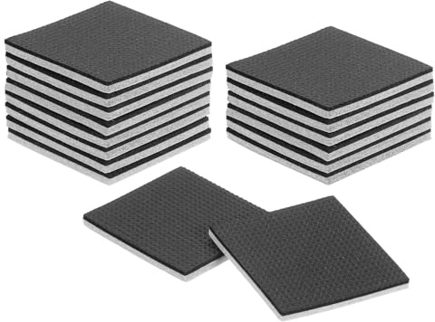 sourcing map 16 feltrini ed EVA per mobili, 55 mm, quadrati, protezioni per pavimenti in legno, autoadesive, per proteggere pavimenti in legno, gambe di tavoli e sedie, grigio e nero