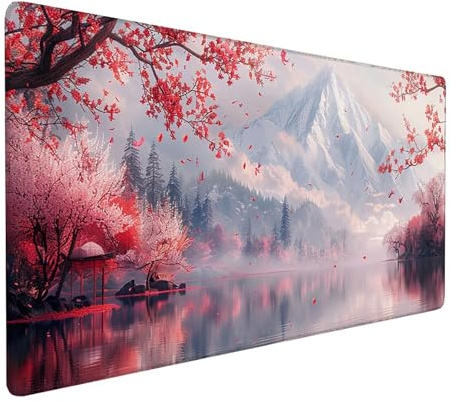 Weiß Gaming Mauspad 600x300x3mm, Schreibtischunterlage Berg Mousepad Groß mit rutschfeste Gummibasis, Verbessert Geschwindigkeit und Präzision Desk Mat, Gaming Accessories, Geschenke für Männer 8-T-6