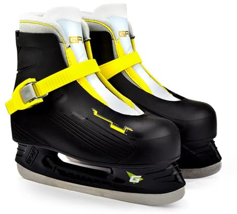Patins de hockey sur glace junior pour Les Adolescent Garçon Fille- Démontage flexible du liner Confortable et respirant- système de laçage rapide et boucle push-lock Facile à mettre et à enlever