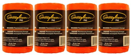 Stringliner Braided Mason Line Replacement Roll Contractor Pack 500' - Orange (Pack of 4) - SL35459CPK-4