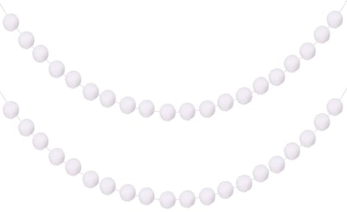 QUARKZMAN 4 Stück Pom Pom Girlande 6,6 ft Bunte Filz Ball Girlande Weiß | 30 Bälle, für Wand Weihnachtsbaum Dekor Geburtstagsbanner Osterparty Dekorationen