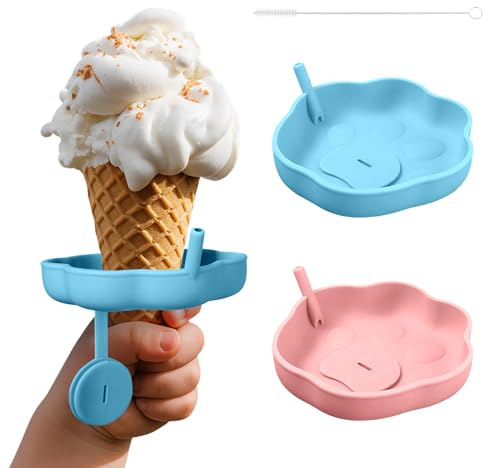 2 Stück Tropfschutz Eis am Stiel Halter, Eishalterung Kinder Silikon Halter, Wiederverwendbarer Halter mit Strohhalm Tropfschutz-Halter, Strohhalm 3 cm Eingebaut Schlitz am Halter für Kinder