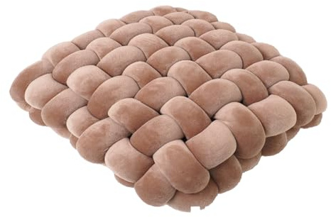 DGHNBMGNG Square knot pillow, soft decorative cushion, knotted pillows suitable for sofa, home, office, living room, bedroom, bed, sofa decoration(Brown)