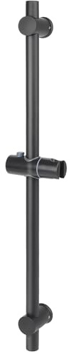 HomeLava Barre de douche en acier inoxydable avec support de pommeau de douche, rotative à 360° et réglable, avec fixations murales variables, adaptation aux trous de perçage existants, noire