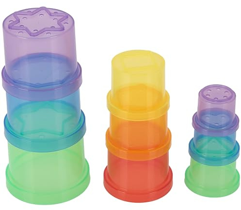 tickit Translucent Colour Stackable Cups – Set mit 9 formbedruckten Bechern mit Löchern zum Zählen, Sand- und Wasserspielen, Farberkennung und Druckaktivitäten