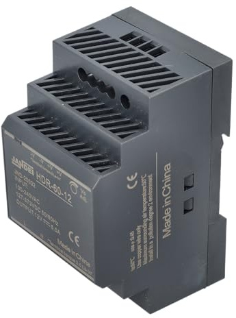 Jandei - Fuente de Alimentación HDR-60-12, 12V 5A 60W, Montaje en Carril DIN, Ultra Delgada, Protecciones Integradas – Ideal para Tableros Eléctricos