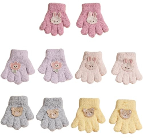 5 Paires de Gants Enfant Hiver Chauds et Doux - Mitaines Enfant Doux pour Filles et Garçons 2-5 Ans, Gants d'Hiver Anti-Froid, Confortables et Sécuritaires, Taille Enfant, Idéal pour les Jeux Extérieu