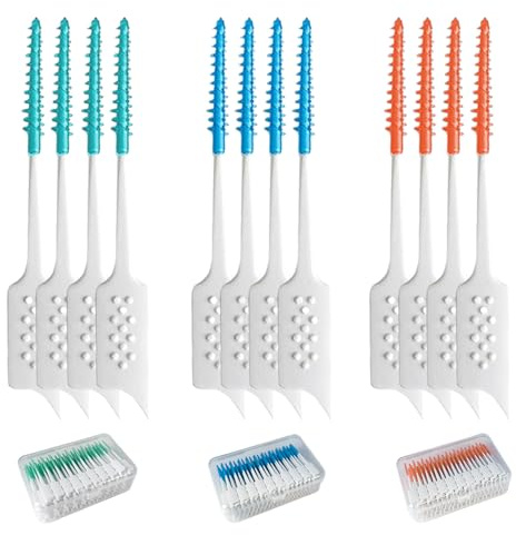 120 Pièces Brossettes Interdentaire, Soft Silicone Brosse à dents, Outil de Nettoyage de Dents pour Inter Dentaire Hygiène Interdentaire, Bleu Vert Orange
