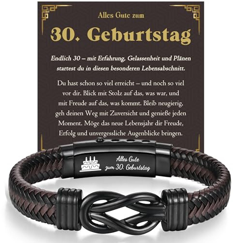 PDTU Geburtstagsgeschenk für Männer Jungen, Lederarmband für Herren Junge Geschenk zum 16-60 Geburtstag Geschenke für Sohn Bruder Enkel Neffe Papa Stiefpapa Bonus Papa Opa Onkel Freund Mann