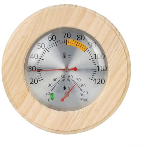 Sauna-Thermometer, Hygrometer mit Holzgehäuse, zur Wandmontage für stabile Leistung bei hohen Temperaturen (A)
