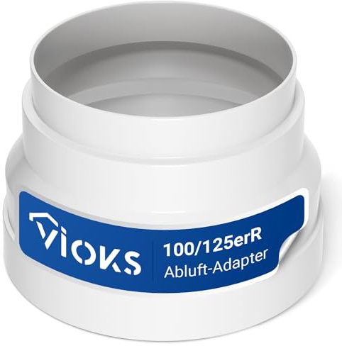 VIOKS Abluftschlauch Adapter Reduzierstück 125mm - 100mm für Dunstabzugshaube, Verbinder für Abluftschlauch