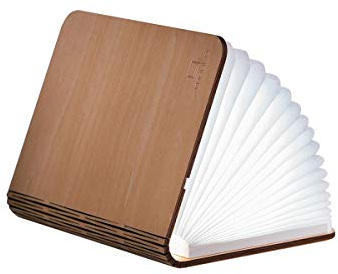 Gingko LED Mini Smart Book Schreibtischleuchte mit Oberfläche in natürlicher Holzoptik, wiederaufladbar mit Micro-USB Ladegerät, verschiedene Farben