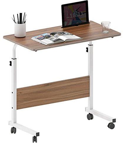 soges Table Ordinateur Portable à roulettes Support Tablette 80 x 40cm Table Appoint pour Ordinateur Portable au Bord du Lit, du Canapé