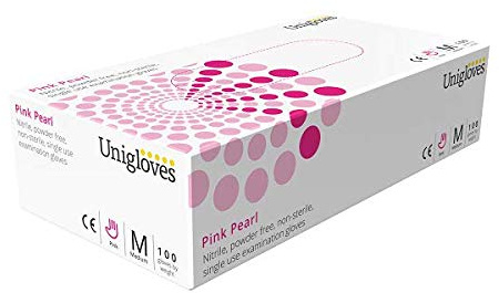 Unigloves Einmalhandschuhe, Nitril-Optik, latexfrei, Pink, Small, rose, 1