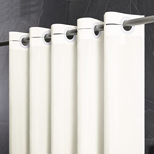 Furlinic Duschvorhang 120 x 200 Beige, Schmale Textile Badvorhänge aus Stoff für Dusche und Badewanne, Wasserdicht Schimmelresistent und Waschbar, mit Groß Ösen.
