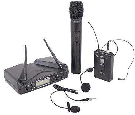 Proel EIKON WM700DKIT - Sistema microfonico Wireless con Ricevente + Bodypack + Archetto + Palmare + Pulce, Nero