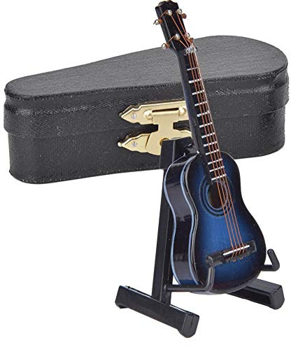 Chitarra in miniatura modello di chitarra in legno mini strumento musicale ornamenti di compleanno per clienti stranieri insegnanti o amici maschi e femminili (blu)