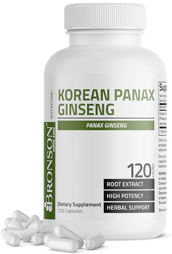 Bronson Korean Panax Ginseng Supports Energy, Endurance & Vitality + Memory and Mental Performance, 120 Capsules