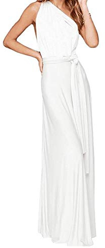 FYMNSI Robe de soirée longue Multiway - Pour mariage, demoiselle d'honneur - Longueur au sol - Robe de cocktail convertible - Col en V - Robe festive - Dos nu - Maxi robe d'été