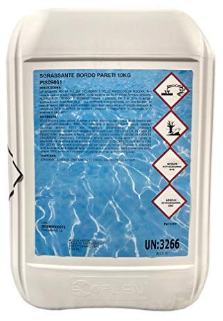 Sgrassante Bordo Pareti Piscina 10 Kg Liquido Detergente Alcalino Per Piscine Elimina Grasso Bordi
