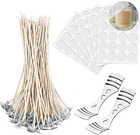 KOOLPUG Kerzendocht, Kerzendochte für Kerzen, 120 Stück Dochte für Kerzen, Kerzendocht Set, Dochte für Kerzen mit 2 Kerzendocht Halter, Kerzendochte Soja(15cm)