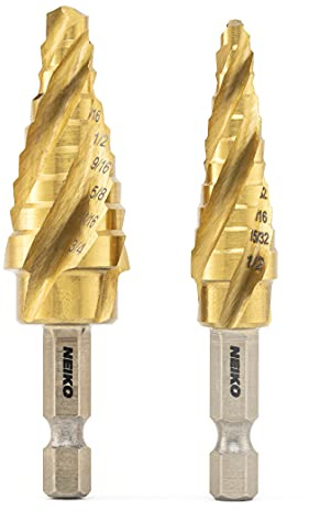 NEIKO Stufenbohrer-Set, 4-schneidig, Spiralnut-Design, 1/4-Zoll-Sechskantschaft, Schnellwechsel für Metall, 10172A