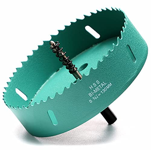 Seghe a Tazza Bi-Metallica 130mm, M42 HSS Sega A Tazza Trapano Punta Elicoidale Foro per Iron Alluminio, Legno, Cartongesso, Tubi, Plastica, Pannelli di Fibra/Verde