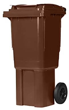 Hardwex Mülltonne mit 2 Rädern und Deckel, Müllgroßbehälter, Abfalltonne, Mülleimer, Volumen: 60 Liter, Farbe: Braun, Größe: 935 x 445 x 522 mm