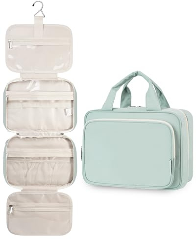Narwey Kulturbeutel zum Aufhängen Kulturtasche Damen Waschtasche Gross Kosmetiktasche Groß Waschbeutel Kosmetik-Organizer für Damen Mädchen (Minzgrün (Groß))