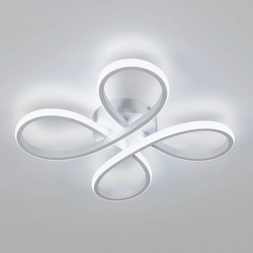 SENQIU Modern LED Ceiling Light, 30W Creative Ceiling Lamp Fixture with Flower Design, 6500K Cool White Semi Flush Ceiling Lighting for Bedroom, Living Room, Dining Room, Kitchen, Corridor, Balcony