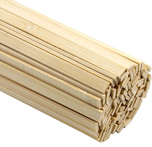 100 bastoni per lavori artigianali in legno naturale di bambù lunghi bastoni quadrati tasselli strisce di legno incompiuti bastoncini lunghi nastri di legno per progetti di bricolage, edifici da 30 cm