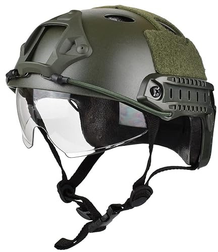 CMAIR4U Airsoft PJ Type Paintball Fast Helmet with Visor Goggles (OD)