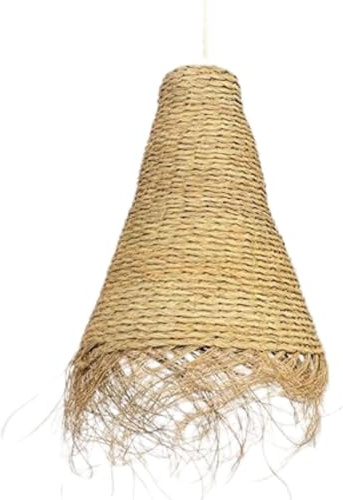 Lámpara Colgante Techo de Esparto Trenzado Tupido y Fibra Natural Talla S