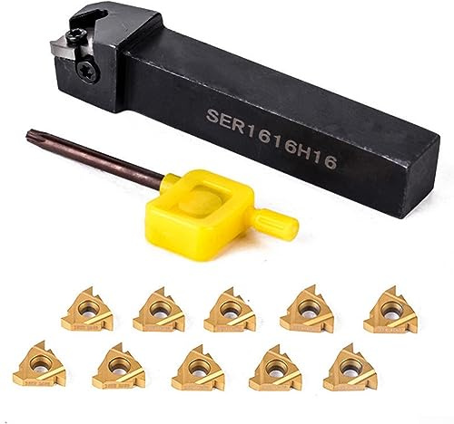 Outils de tournage de tour avec carbure, porte-outil de tournage de filetage SER1616H16 et insert de filetage 16ER AG60 et clé T15 pièces de tour