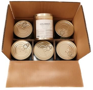 GOLDBROT - Pan de cáñamo en lata | 6 deliciosos panes de pan de larga duración de semillas de cáñamo y proteína de cáñamo natural con aceite de semillas de cáñamo | pan enlatado duradero para reservas