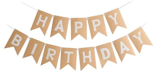 Happy Birthday Wimpelkette, 5M Geburtstagsparty Motto Partyzubehör, Kraftpapier Wimpelkette Banner für Kinder Mädchen Happy Birthday Wand und Türdekoration