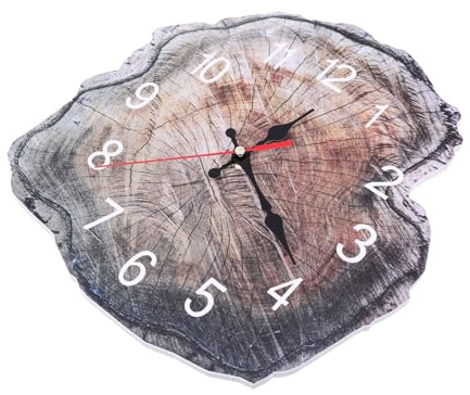 PRETYZOOM Horloge Murale Silencieuse Bois avec Anneaux Annuels Décoration Murale Élégante pour Salon Et Chambre