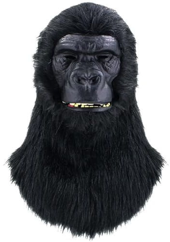 Lipfer Masque De Gorille Noir Chimpanzé Animal Sauvage Latex Tête Complète Masques Réalistes Déguisement pour Fête d'halloween Carnaval Défilé Festival